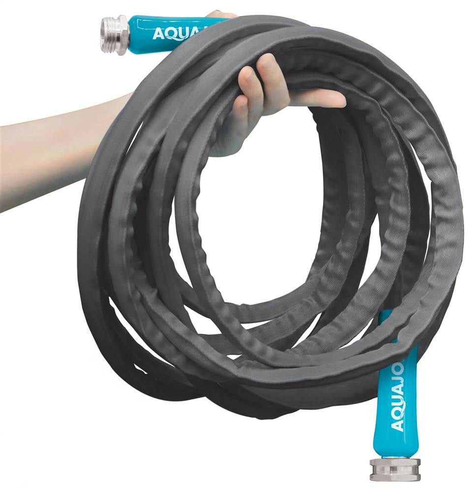 Aqua Joe 25ft Ultra Flexible Kink-Free Fiberjacket Garden Hose, Metal Fittings