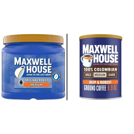 Maxwell House 100% Colombian Ground Coffee 9.9 oz & Maxwell House Original Roast Ground Coffee 27.5 oz