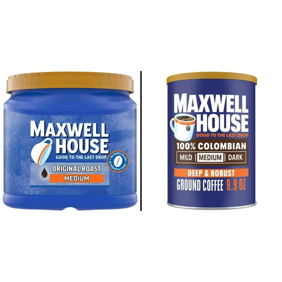 Maxwell House 100% Colombian Ground Coffee 9.9 oz & Maxwell House Original Roast Ground Coffee 27.5 oz