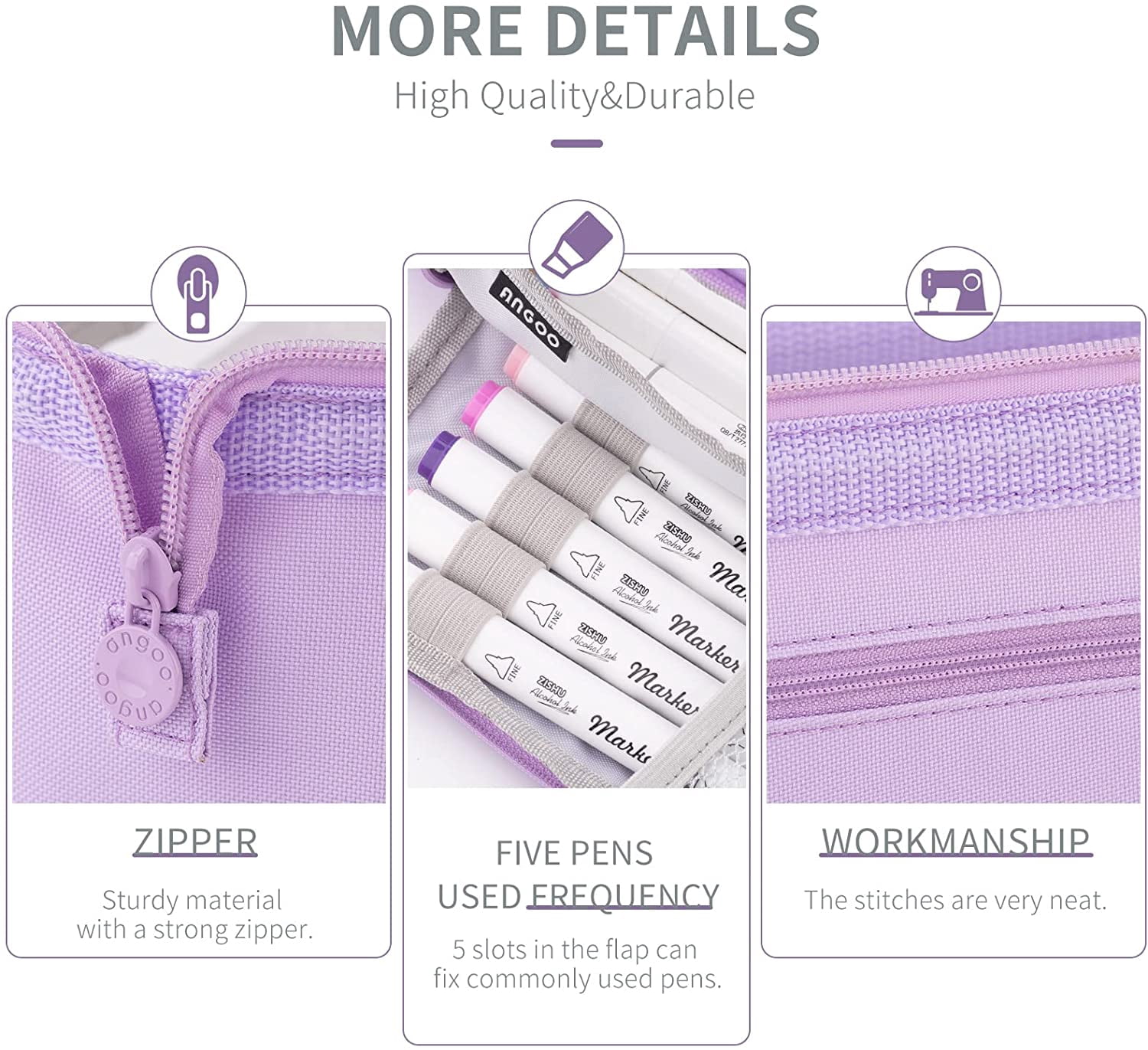 Clackibukvyz Pencil Pouch, Large Capacity Pencil Case for Teenagers, Girls, Boys (Purple)