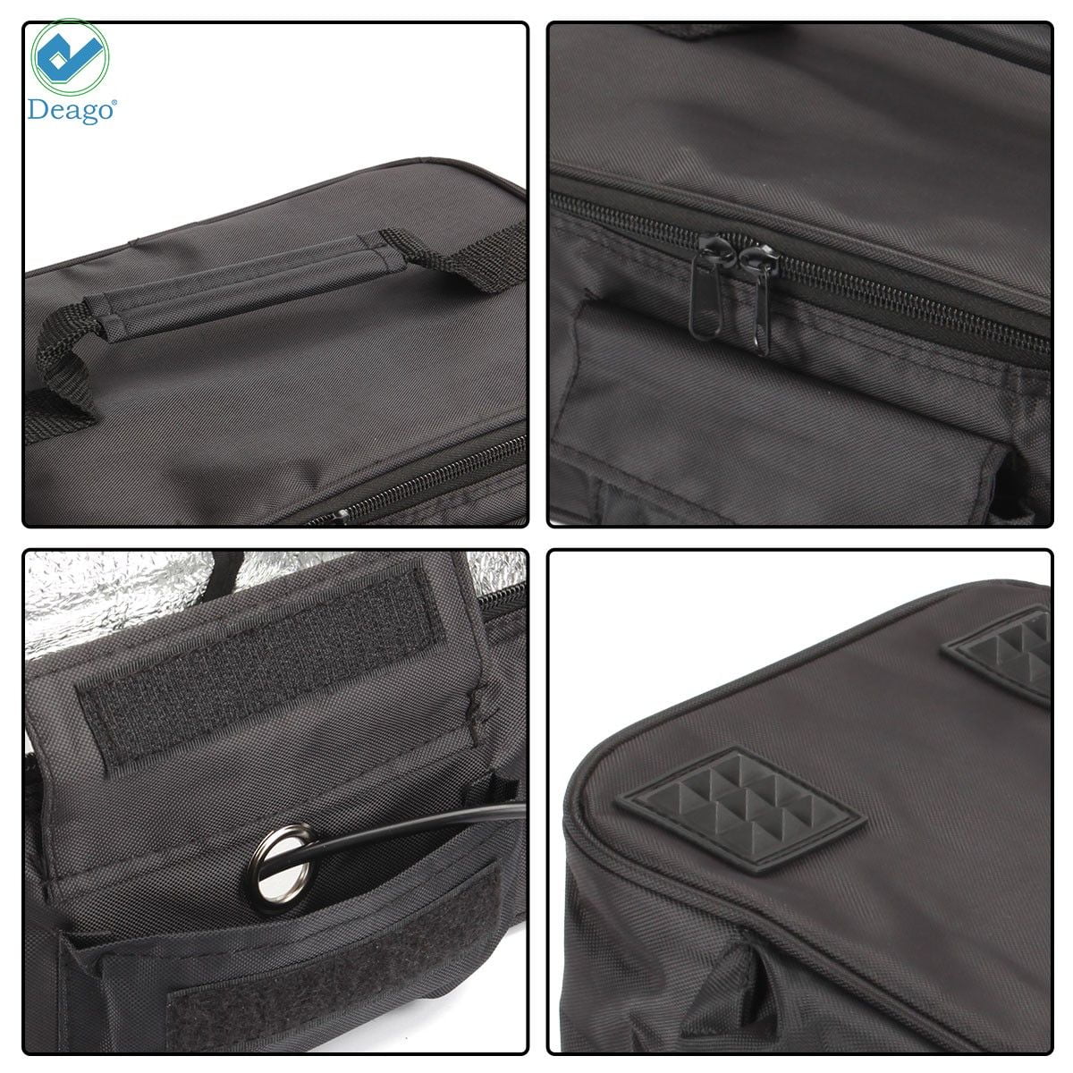 Deago 12V Portable Electric Food Warmer Heating Lunch Box Bag Mini Oven Container for Car (Black)