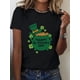 thumbnail image 1 of Elegante camiseta deportiva de dibujos animados para mujer con estampado de trébol irlandés de la suerte, cómoda camiseta de manga corta con cuello redondo, perfecta para celebraciones del Día de San, 1 of 5