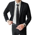 thumbnail image 2 of Joernso Men Suit Coat Lapel Long Sleeve Button Closure Suit Jacket with Flap Pockets Solid Color Slim Fit Business Outwear, 2 of 7