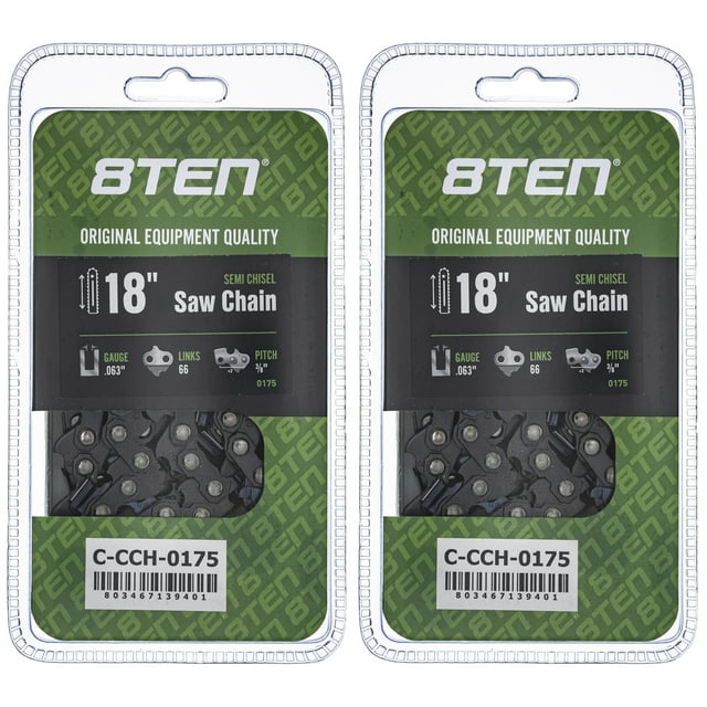Chaîne de Tronçonneuse Semi-Biseautée 18 Pouces.063 Pas 3/8 66DL pour Stihl MS260 Lot de 2 810-CCC2397H