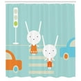 thumbnail image 3 of Ambesonne Bunny Shower Curtain, Traffic Rules Boy and Girl, 69"Wx75"L, Multicolor, 3 of 3