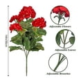 thumbnail image 2 of Morttic Artificial Red Geranium Silk Flowers Outdoor Plant Bush 2 Bundles Faux Flower  for Interior Decoration, Porch Garden Decoration, 2 of 7