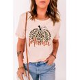thumbnail image 1 of ABPHQTO Camiseta de cuello redondo con estampado gráfico de calabaza y leopardo rosa de Mama para mujer, 1 of 5