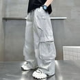 thumbnail image 4 of Atogsazn Boys Baggy Wide Leg Cargo Pants Childrens Casual Loose Fit Sweatpants Quick Dry Lightweight Trouser with Pocket Gray 4-5 Years Fashion, 4 of 9