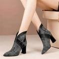 thumbnail image 4 of PEASKJP Bottes de Randonnée pour Femmes à Talon Bloc Épais Bas, Bout Pointu Fermé, Bottines à la Cheville, Gris 40, 4 of 4
