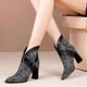 thumbnail image 4 of NECHOLOGY Zapatos Botines mujer Botas de otoño e invierno para mujer botas de tacón con tacón grueso hebilla de cinturón cremallera trasera a rayas botas de moda zapatos de mujer (Grey 7), 4 of 5