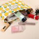thumbnail image 5 of Bolsa de maquillaje de lona, bolsa de maquillaje de gran capacidad, bolsa de cosméticos, bolsas de cosméticos para mujeres para monedero, bases, lápices labiales, pinceles, amarillo, 5 of 7