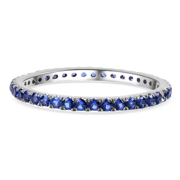 Jewel Studio Blue Sapphire Matching Band Anniversary Full Band Round Sapphire Dainty Band