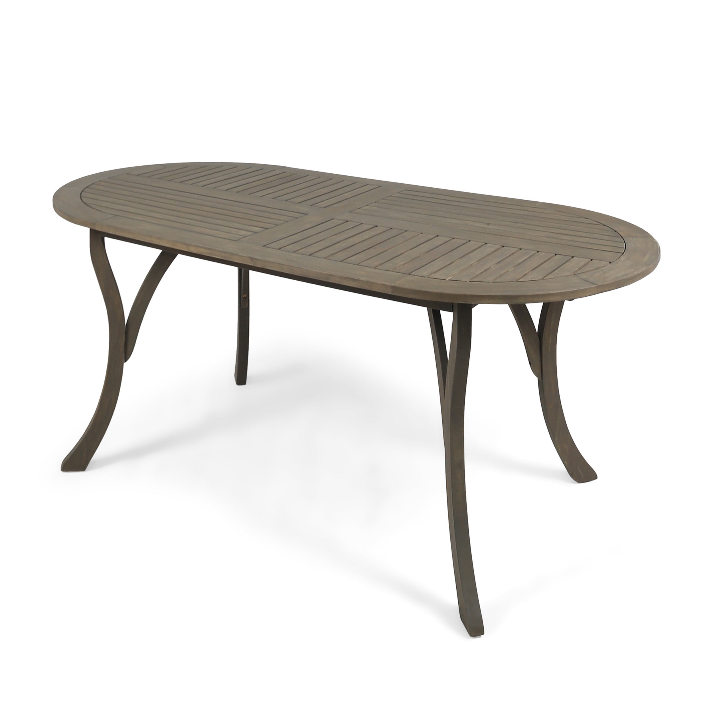 Outdoor Dining Table 70 Inch, Solid Acacia Wood Tabletop for Patio Garden, Gray