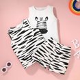 thumbnail image 3 of Kmbangi Toddler Summer Outfit Zebra/Letters Tank Tops + Elastic Waist Shorts, 3 of 10