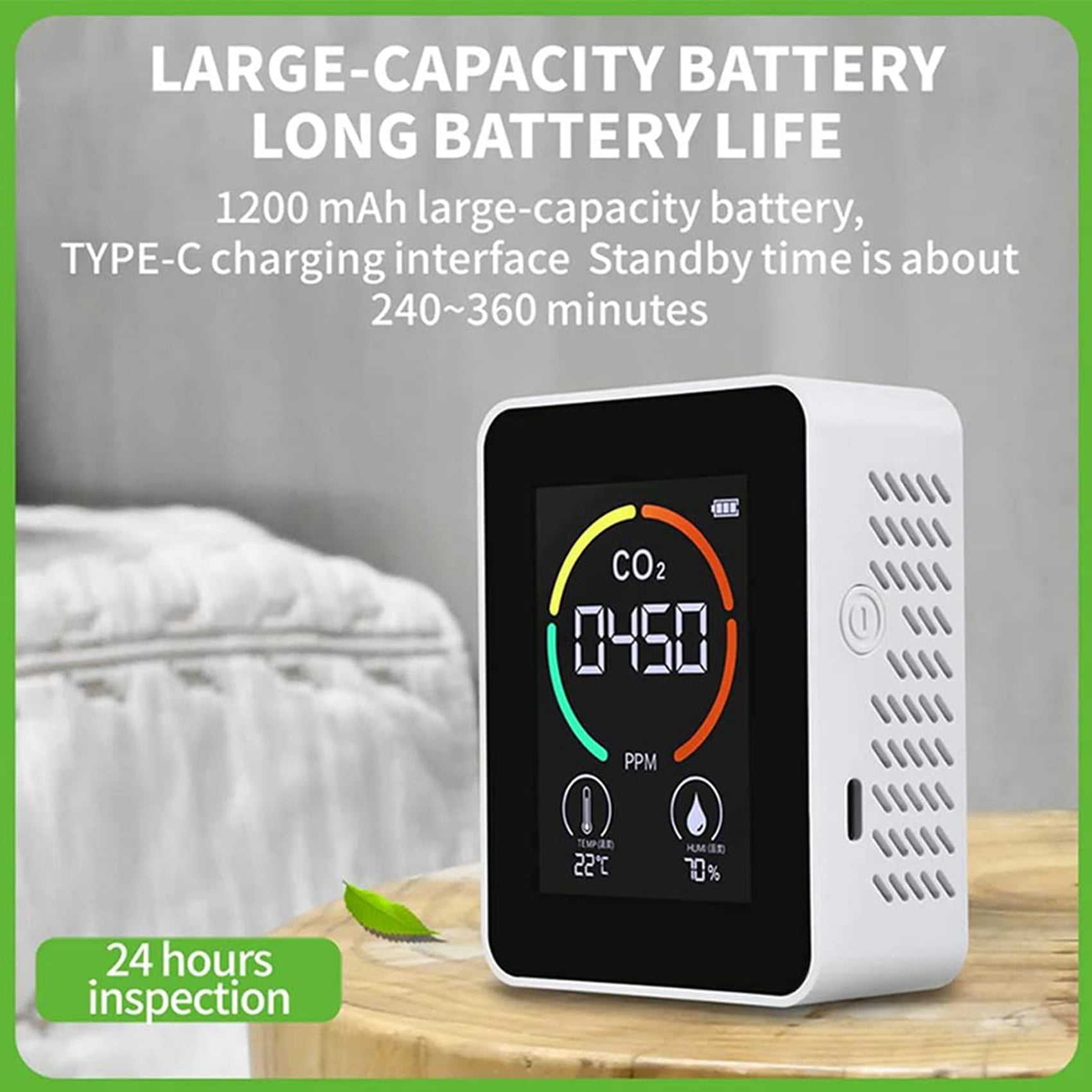 2X Temperature & Humidity Meter, Air Quality Monitor, CO2 Detector, Digital Air Pollution Carbon Dioxide Detector