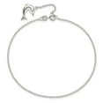 thumbnail image 5 of 925 Sterling Silver Plus 1in Ext Polished Dolphin Chain Anklet for Women 9", 5 of 7