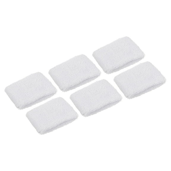 Uxcell 6Pcs 3.15x1.97" Sport Wristbands Terry Absorbent Tennis Sweatband White