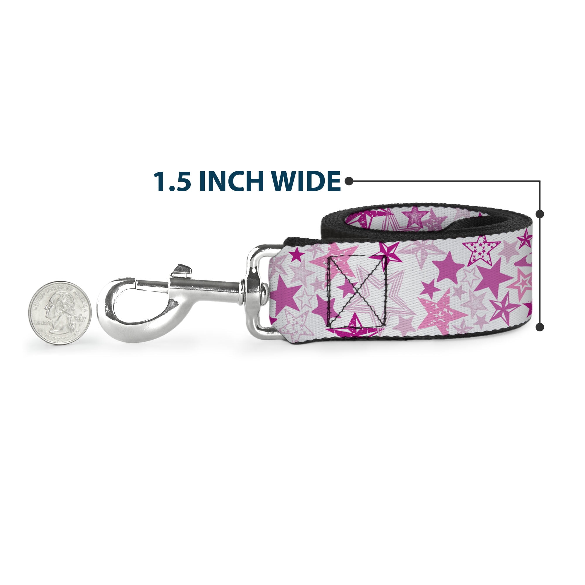 Buckle-Down Pet Leash, Dog Leash, Stargazer White Pink, 6 Feet Long 1.0 Inch Wide