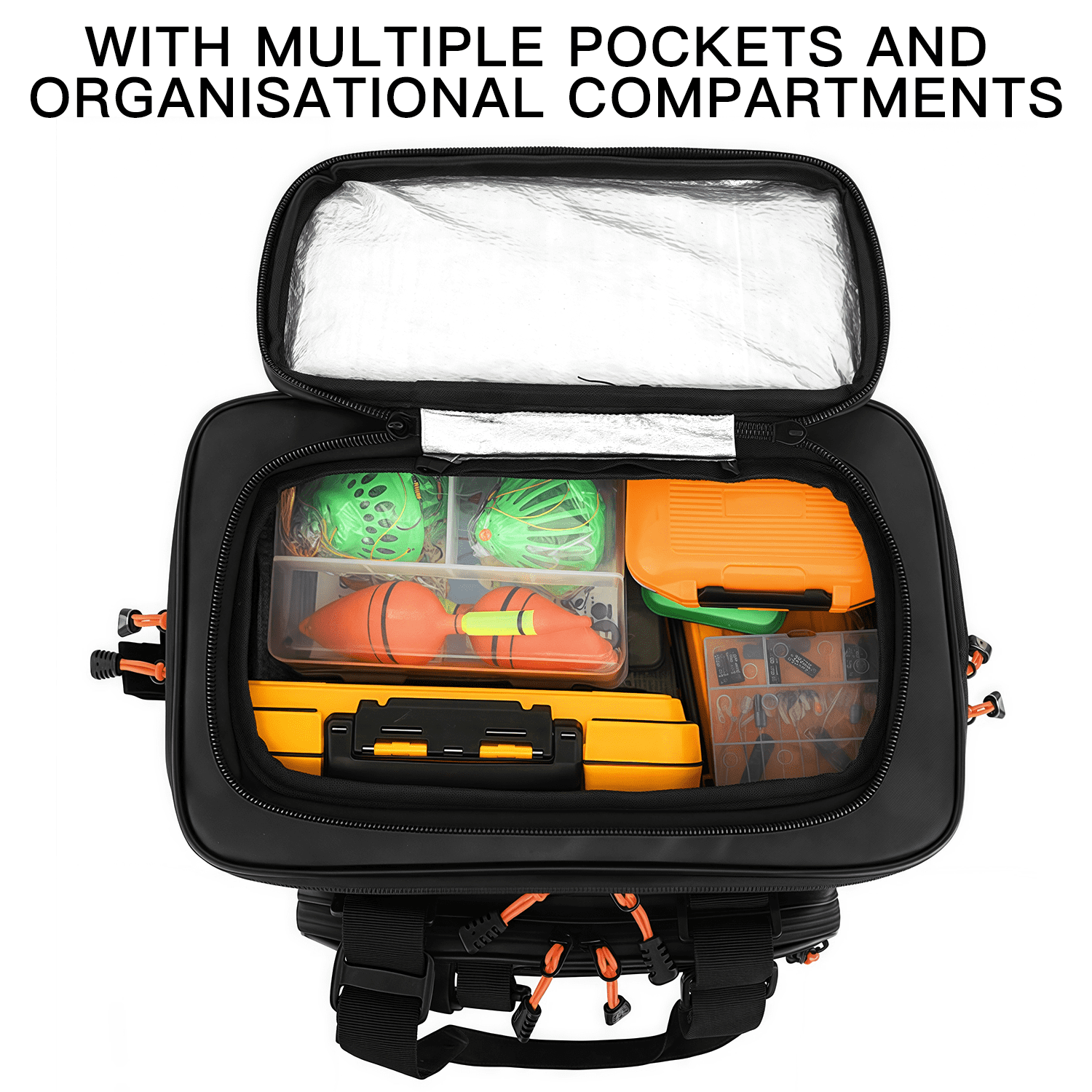 Hard-edged Fishing Tackle Bag, Side Water-Resistant Fishing,  Gear Storage Bag with Waterproof Bottom, Lightweight & Durable for Tackle Box Organizer