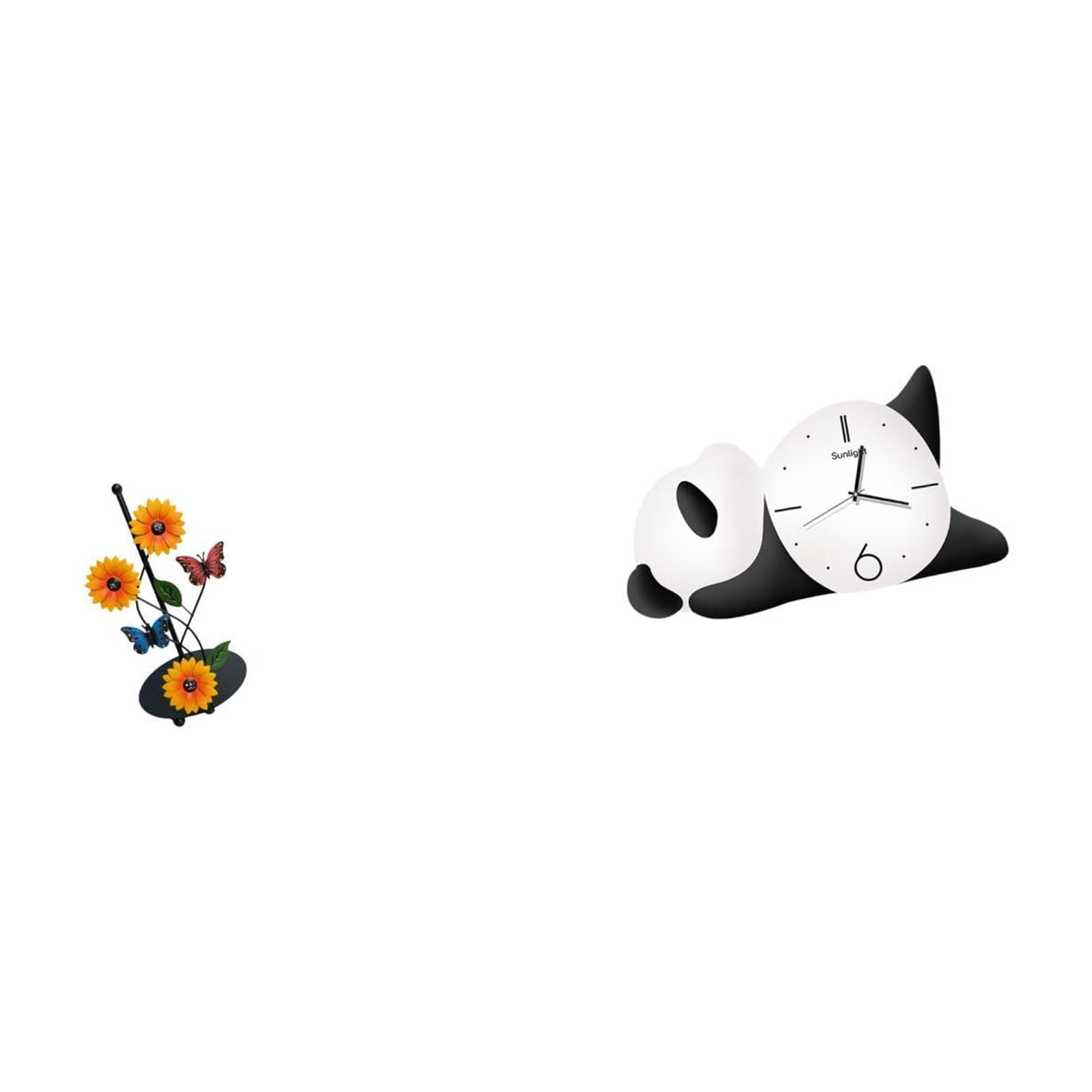 Fiocias Toilet Paper Holder And Wall Clock Set Iron Paper Towel Holder Countertop Stand Decorative Panda Clock Glass Density Board Stable Weighted Base Suitab