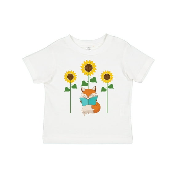 Inktastic Reading Book Lover Sunflower Fox Boys or Girls Toddler T-Shirt