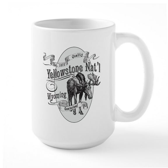 CafePress - Yellowstone Vintage Moose Large Mug - 15 oz Ceramic Large White Novelty Mug