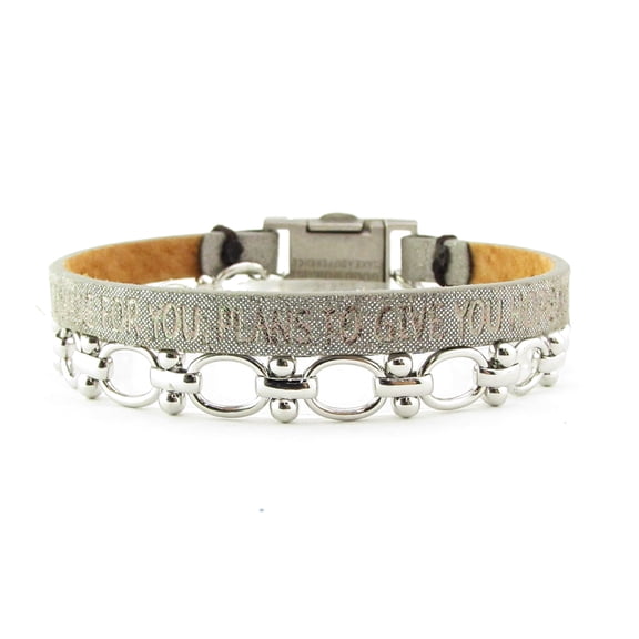 Good Works Jeremiah 29:11 Stainless Steel Bible Verse Bracelet - Charcoal