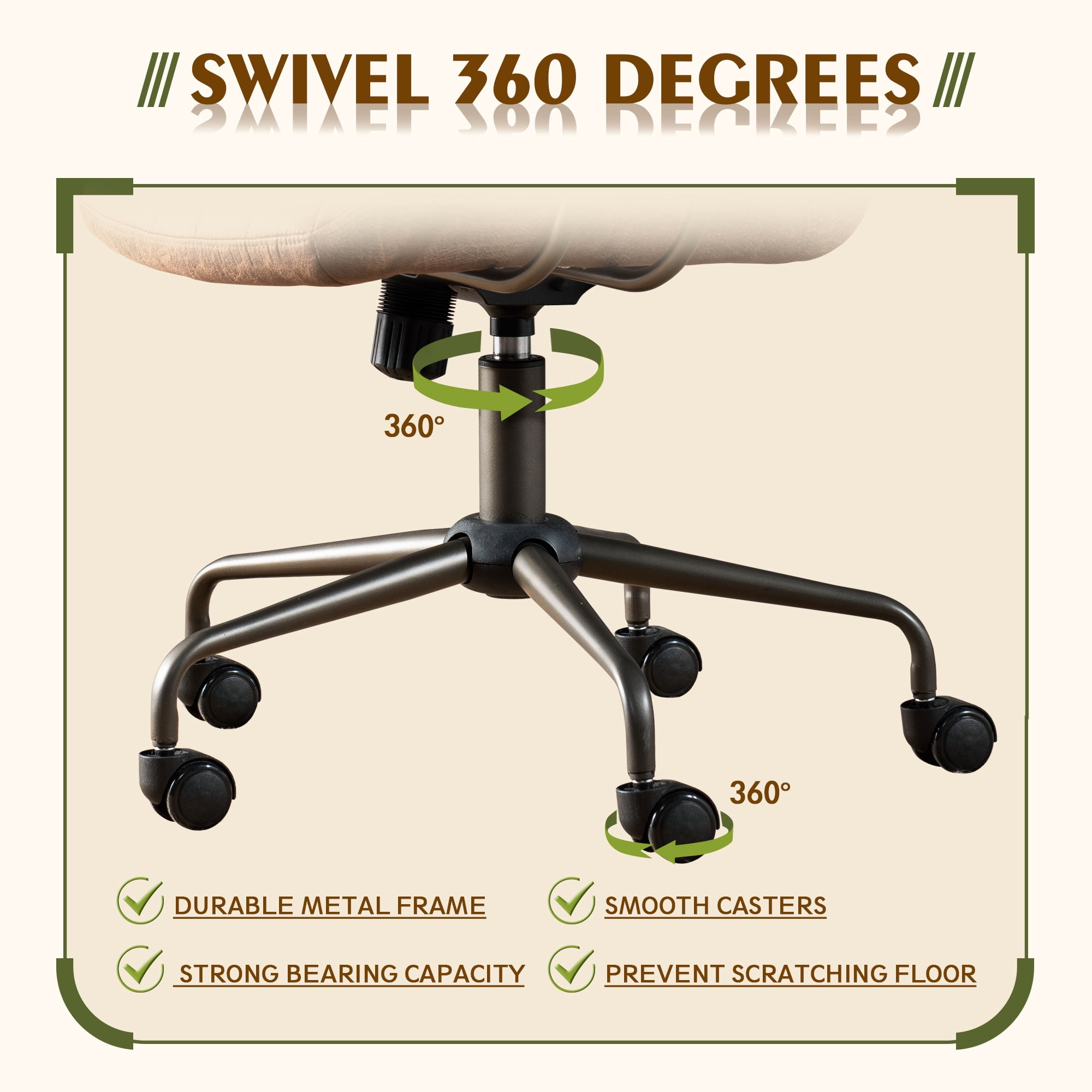 Toject Executive Desk Chair, Ergonomic Office Chair with Lumbar Support, Suede Leather, Dark Brown