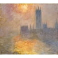 thumbnail image 2 of Monet, Claude 16x15 Black Ornate Wood Framed with Double Matting Museum Art Print Titled - Parliament at Sunset, 2 of 4