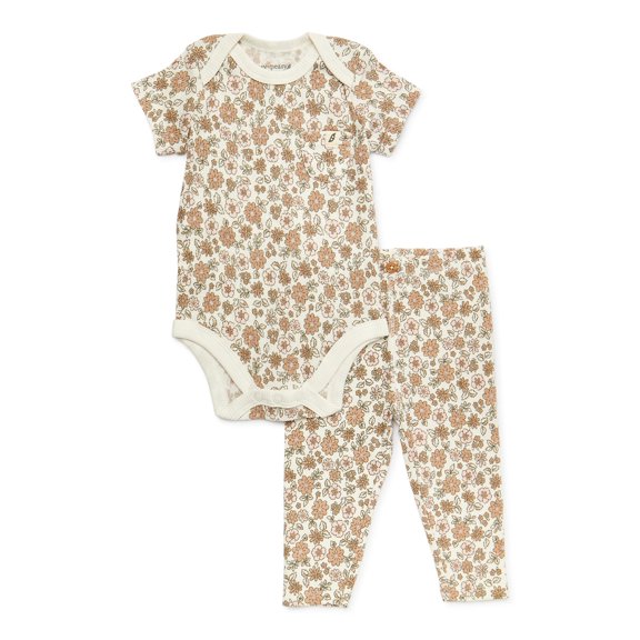 easy-peasy Baby Girls Bodysuit and Legging Outfit Set, 2-Piece, Sizes 0-24 Months