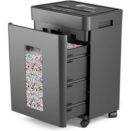 Heavy Duty Paper Shredder Micro-Cut High Security Level P-4/12 Sheets 10-Minutes Running Time/AUTO Reverse/ 5.3-Gallon Pull Out Bin, Anti-Jam & Quiet Shredder for Office Home