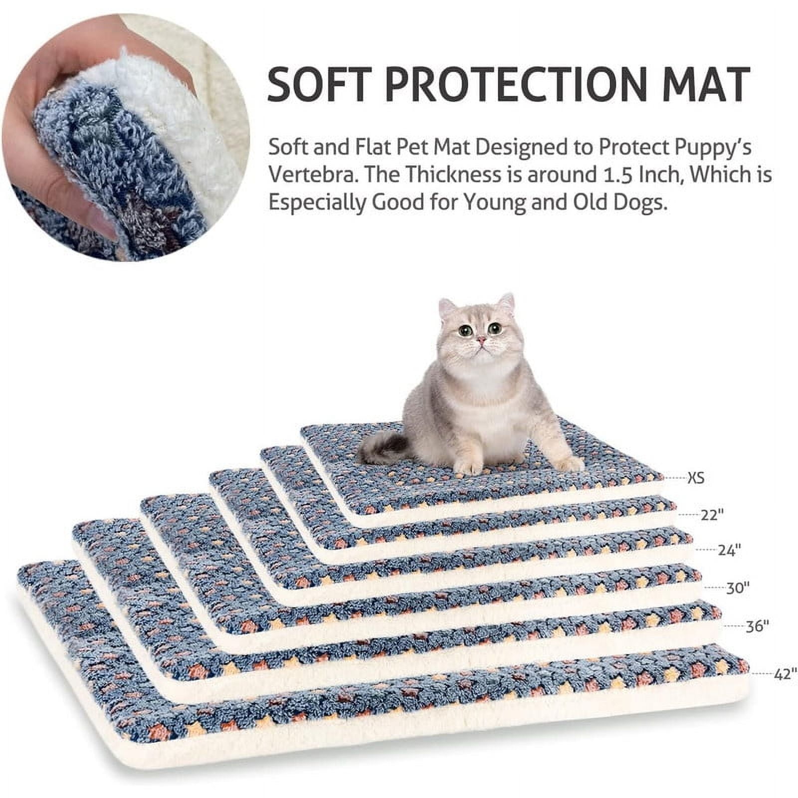 Dog Crate Mats with Cute Star Pattern Washable Pet Bed for Large Dogs Cozy Reversible Dog Crate Bed, Blue, 41*28