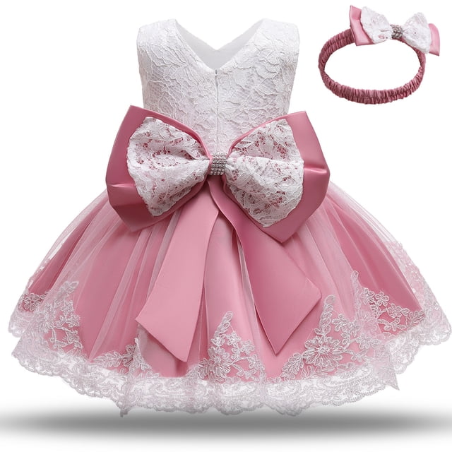 Vestido de princesa para bebé, vestido de un año, vestido de encaje con lazo, vestidos para bebé