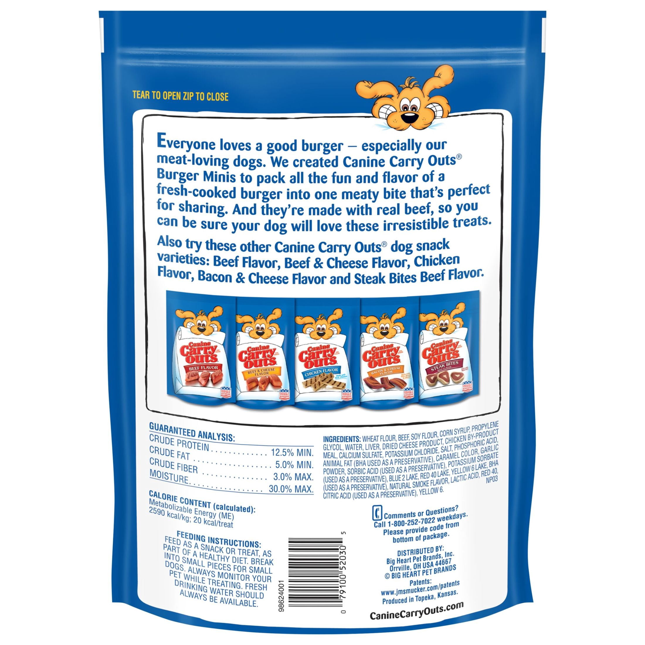 (2 pack) Canine Carry Outs Burger Minis Beef Flavor Dog Treats, 22.5oz Bag