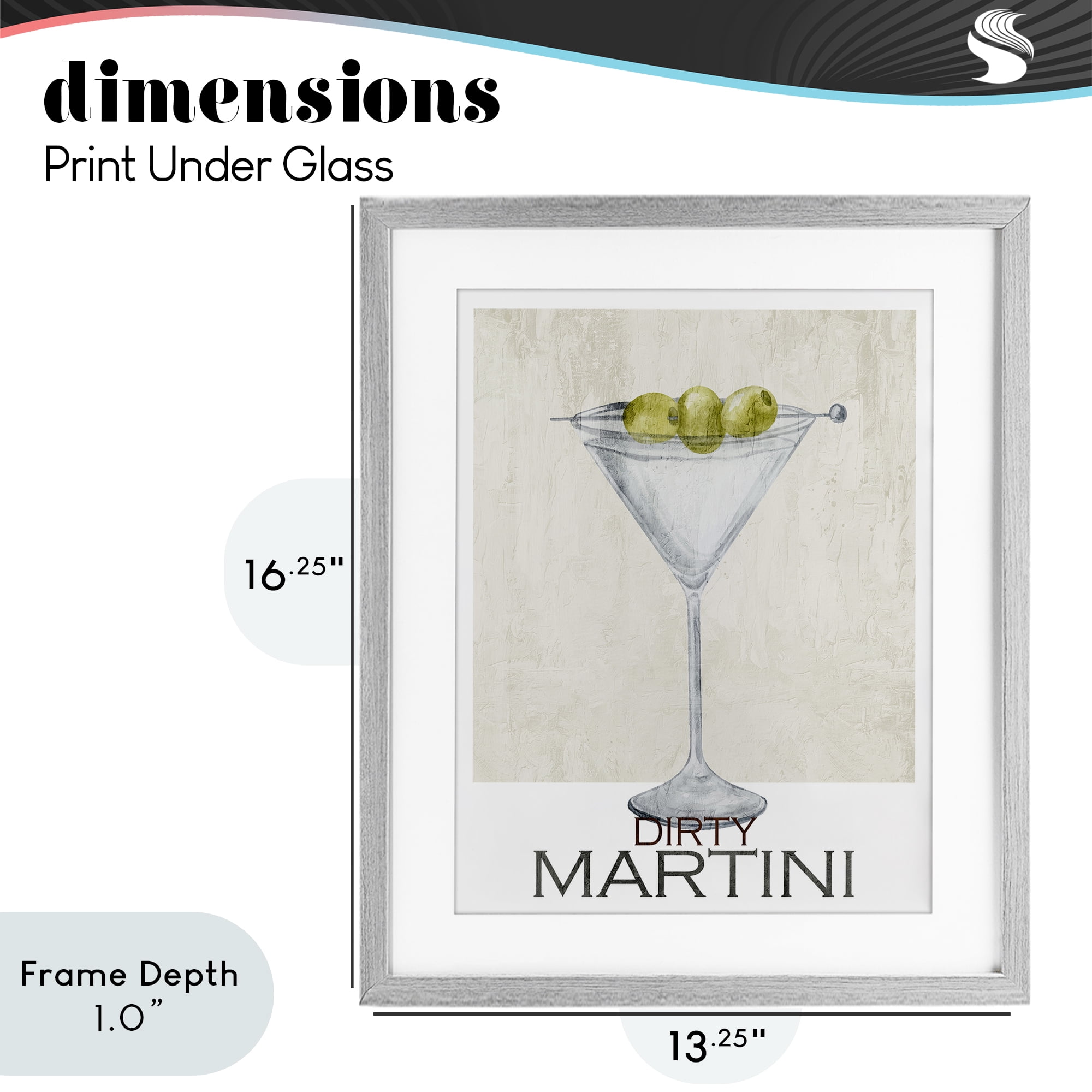 Stupell Industries Dirty Martini Olives Gray Framed Print Under Glass, design by Kim Allen