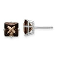 thumbnail image 1 of 14k White Gold 7mm Square Smoky Quartz Earrings, 1 of 1