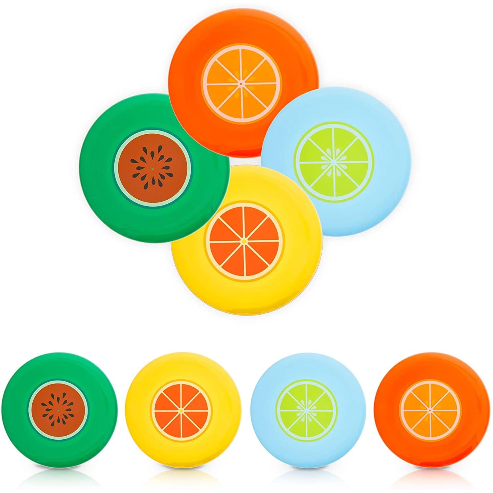 8 Pack Flying Discs Toys, Dogs Frisbee, Large Pets Fetching Toy for Outdoors, 9 inch, 4 Fruit Designs