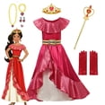 thumbnail image 2 of Disfraz de Princesa Elena de Avalor para niña, ropa de juego de rol de Anime de Disney, traje de Cosplay de Carnaval de Halloween, vestido largo con volantes rojos para niño, 2 of 5