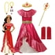 thumbnail image 2 of Disfraz de Princesa Elena de Avalor para niña, ropa de juego de rol de Anime de Disney, traje de Cosplay de Carnaval de Halloween, vestido largo con volantes rojos para niño, 2 of 5