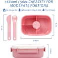 thumbnail image 4 of Boîte à Bento Étanche Premium pour Adultes - Récipient à Lunch 3 Compartiments 56oz, Sans BPA, Portable pour Préparation de Repas en Déplacement (Rose), 4 of 7