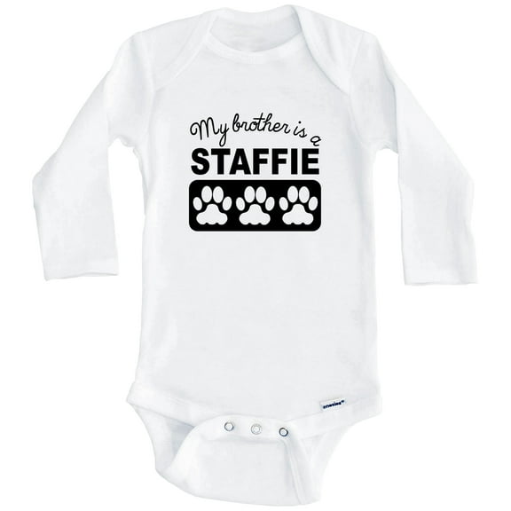 My Brother Is A Staffie One Piece Baby Bodysuit One Piece Baby Bodysuit (Long Sleeve), 3-6 Months White