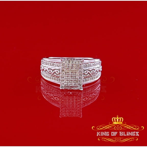 King of Bling's 0.33 ct Real Diamond 925 Sterling Silver White Cinderella Womens Ring Size 7