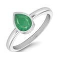 thumbnail image 2 of 0.75 Cts Pear Shape Emerald 925 Sterling Silver Solitaire Women Mother's Day Gift Rings, 2 of 3