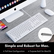 Macally White 104 Key Full Size USB Keyboard with Number Pad and Shortcut Keys for Mac