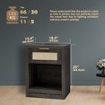 thumbnail image 5 of ARKANTOS Rattan Nightstand with Charging Station Bedside Table with Drawers Charcoal Oak, 5 of 8