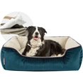 thumbnail image 1 of SHILIU-Removable Washable Dog Bed for Medium Dog Easy Clean - Rectangle Pet Bed for Large Cats with Zipper Cover Bolster Cuddle Puppy Bed with Supportive Side Wall Slip-Resistant Bottom, Blue 90 cm, 1 of 4