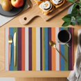 thumbnail image 2 of Colorful Striped Placemats Set of 4, Farmhouse Stripes Vintage Placemats for Dining Table, Place Mats for Kitchen Tabletop, Waterproof Wipeable Dining Table Mats Set, 2 of 9