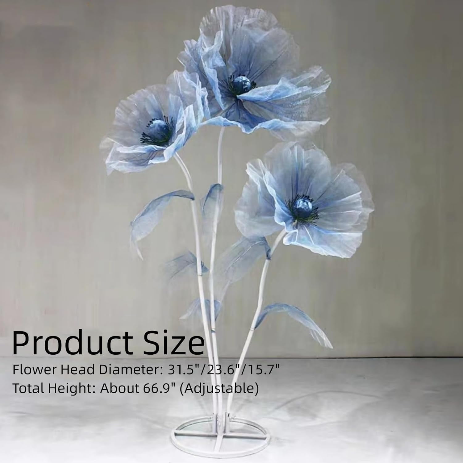 Louis Garden 1.7m Silk Poppy Artificial Flower Party Backdrop Giant Flowers for Decoration, Orange