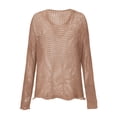 thumbnail image 5 of CFMIURAN Women's Hollow Out Fishnet Knit Hooded Sweater Tops V Neck Long Sleeve Loose Oversized Casual Cover Up Solid Color Lightweight Crochet Pullover Blouses(Khaki, 3XL), 5 of 8