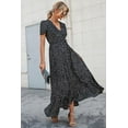 thumbnail image 6 of PRETTYGARDEN Women's Summer Wrap Maxi Dress Casual Boho Floral V Neck Short Sleeve Ruffle Hem Split Beach Long Dresses, 6 of 8